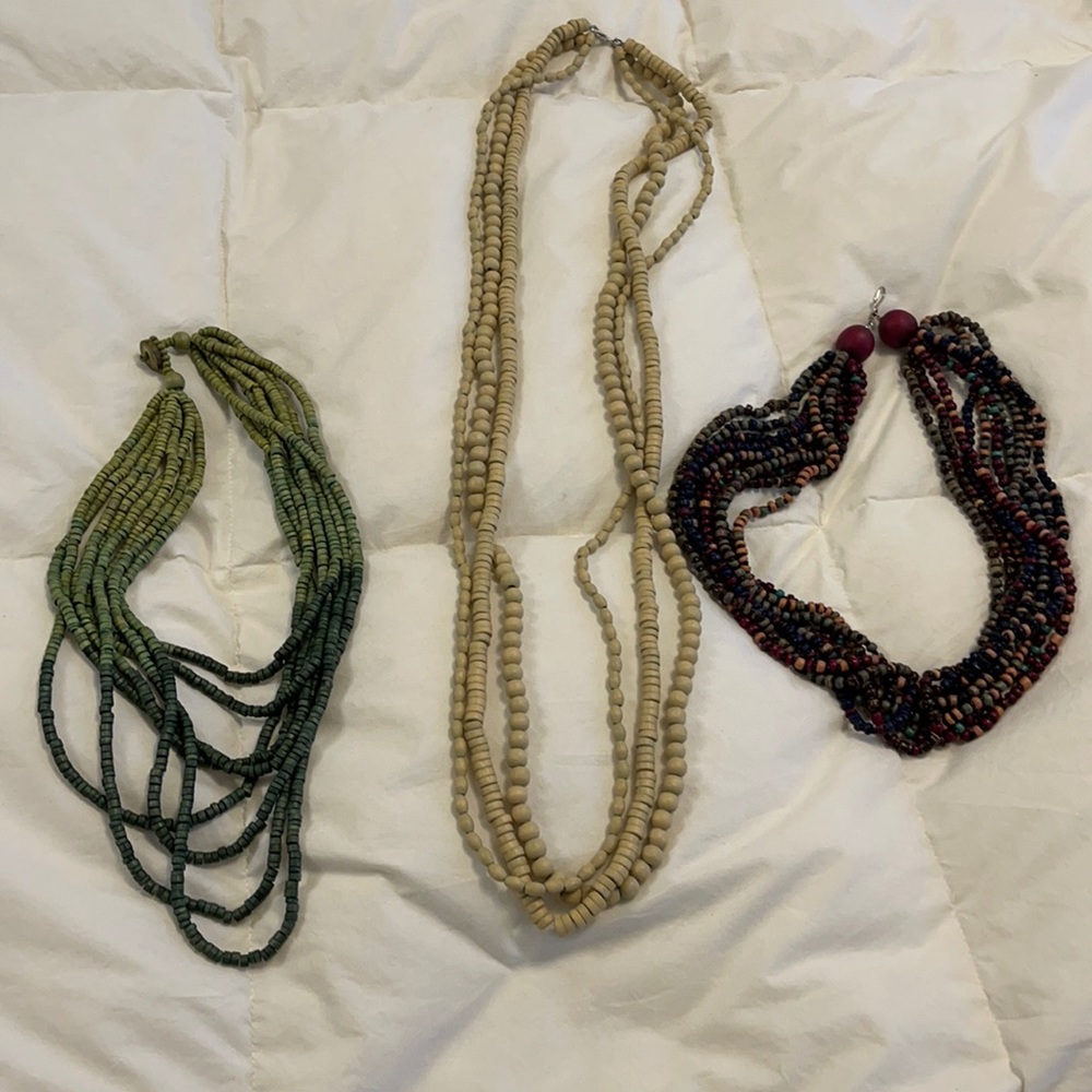 Boho beaded necklace lot of 3